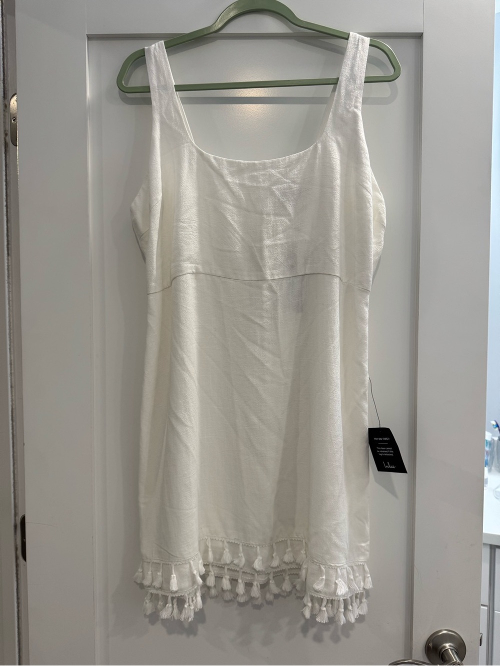 Lulu's White Tassel-Hem Mini Dress - Picture 7 of 10